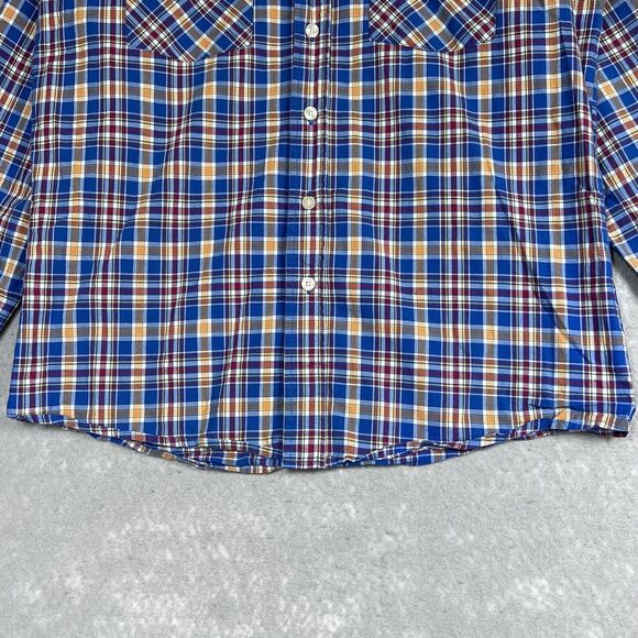 Carhartt Shirt Mens Size Large Blue Orange Red Plaid Long Sleeve Button Down - Picture 5 of 12